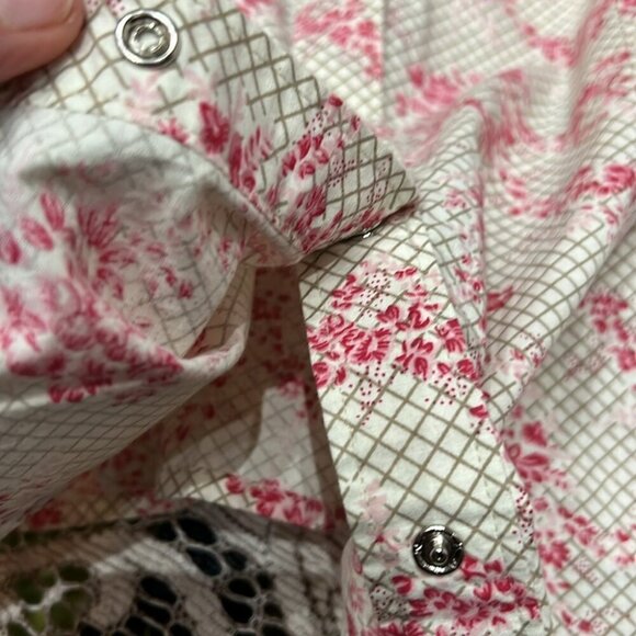 Vintage Hollywood Western Floral Button Down Blouse with Pearl Snaps size Medium - Picture 10 of 11
